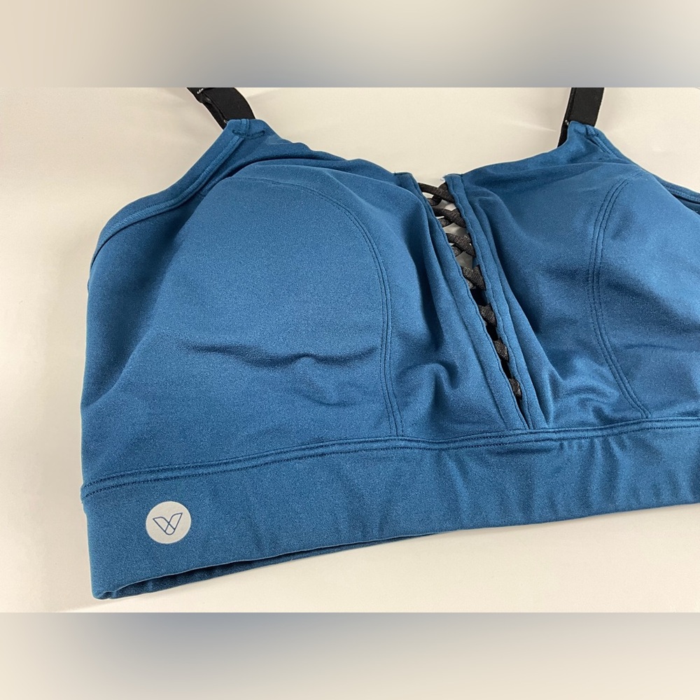 LIVI Active Pullover No-Wire Blue‎ Sports Bra Black Adjustable Straps Women’s 14 - Picture 3 of 12